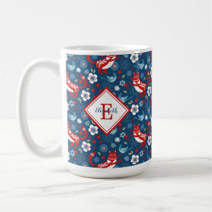Monogram Cute Kitty Cat Pattern Coffee Mug