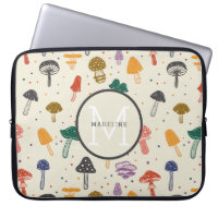 Monogram Cute Mushroom Pattern Modern Trendy Style
