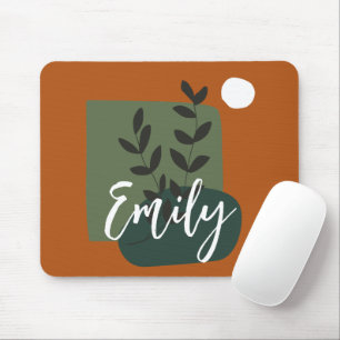 Monogram Cute natural colors Caramel Sage green Mouse Pad