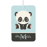 Monogram Cute Panda Bear Personalised Polka Dot
