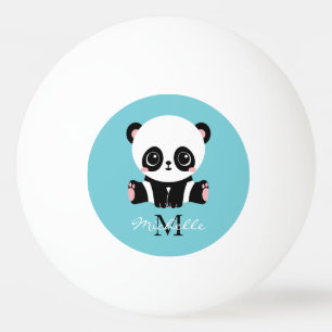 Monogram Cute Panda Personalised Bubble Gum Blue Ping Pong Ball