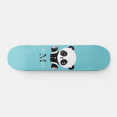 Monogram Cute Panda Personalised Bubble Gum Blue Skateboard (Horz)