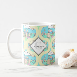 Monogram Cute Pastel Kawaii Garden Retro Ogee Coffee Mug