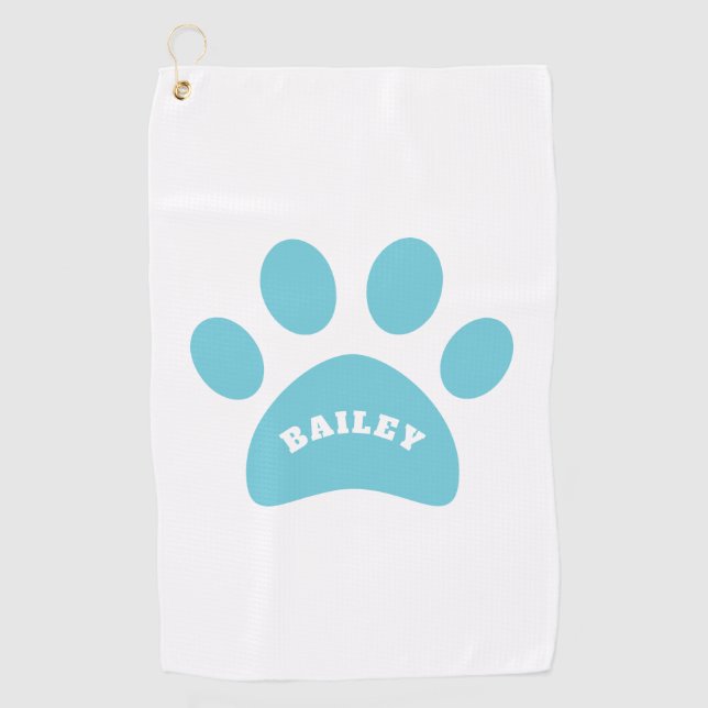 Monogram Cute Paw Print Golf Towel (Front)
