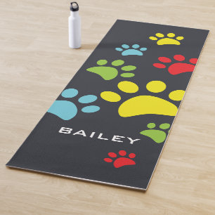 Monogram Cute Paw Prints Yoga Mat