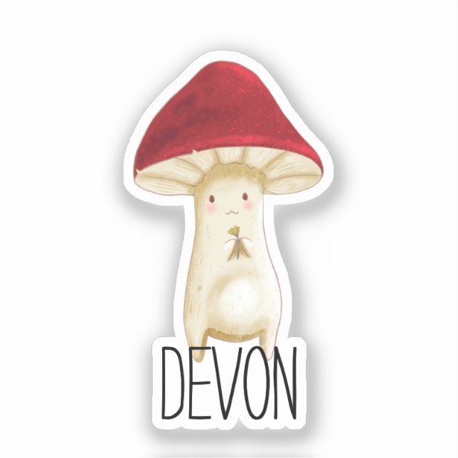 Monogram Cute Red Mushroom - Add Name (Front)