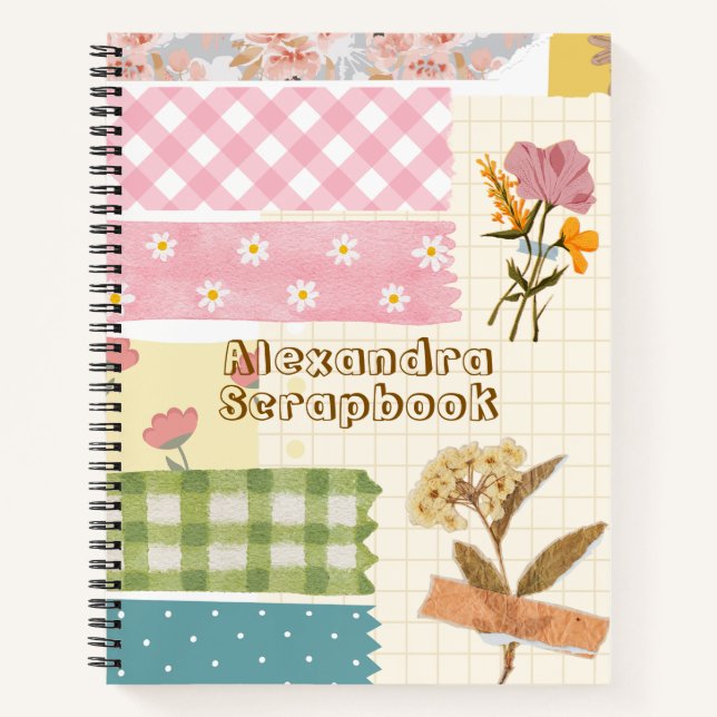 Monogram cute scarpbook Girly retro Modern Notebook (Front)