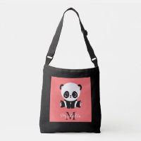 Monogram Cute Sitting Panda Personalised Salmon