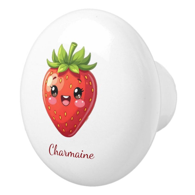 Monogram cute strawberry kawaii ceramic knob (Right)