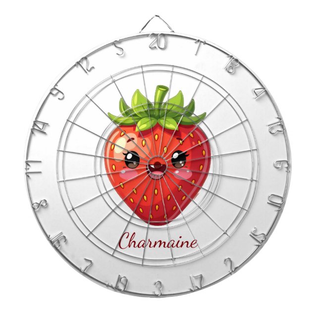 Monogram cute strawberry kawaii dartboard (Front)