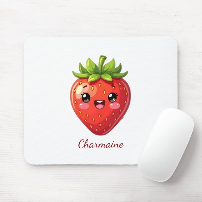 Monogram cute strawberry kawaii mouse pad (With Mouse)