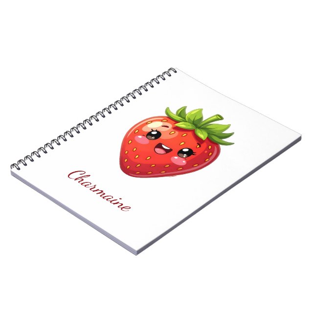 Monogram cute strawberry kawaii notebook (Left Side)