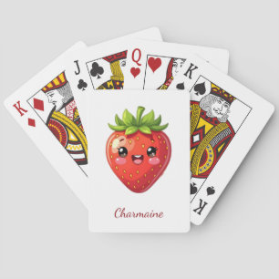 Monogram cute strawberry kawaii playing cards