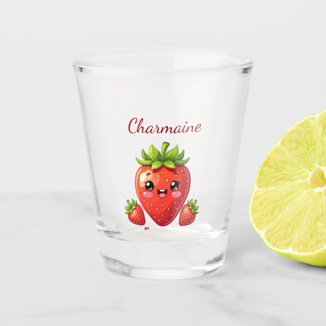 Monogram cute strawberry kawaii shot glass (Front)
