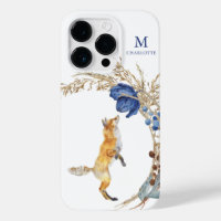 Monogram Cute Woodland Fox Watercolor Floral Name