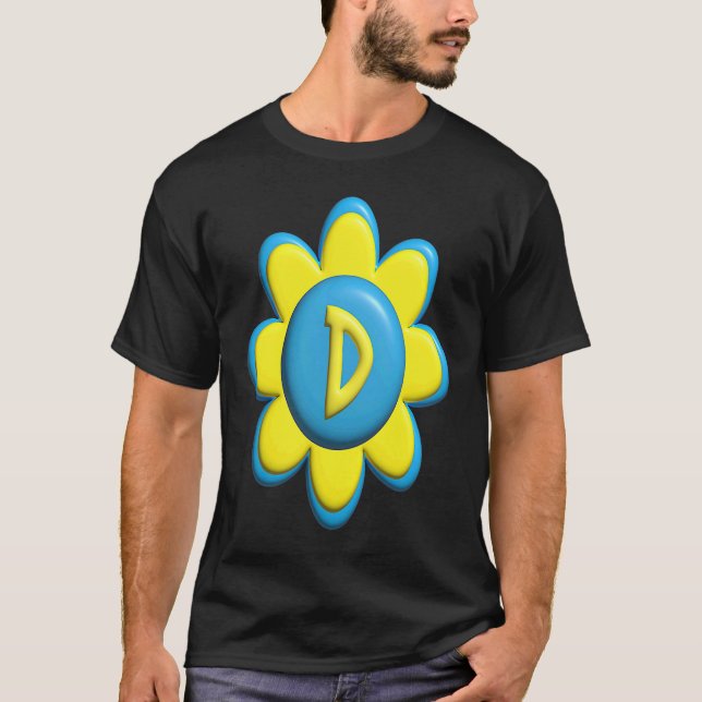 Monogram D  Colorful Flower T-Shirt (Front)