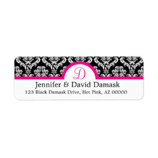 Monogram D Damask White Address Labels