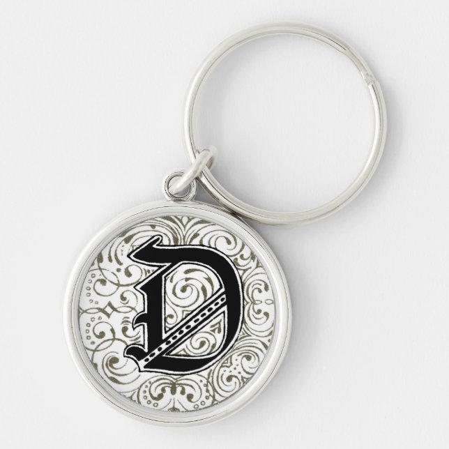 Monogram ‘D’ in Grey Key Ring (Front)