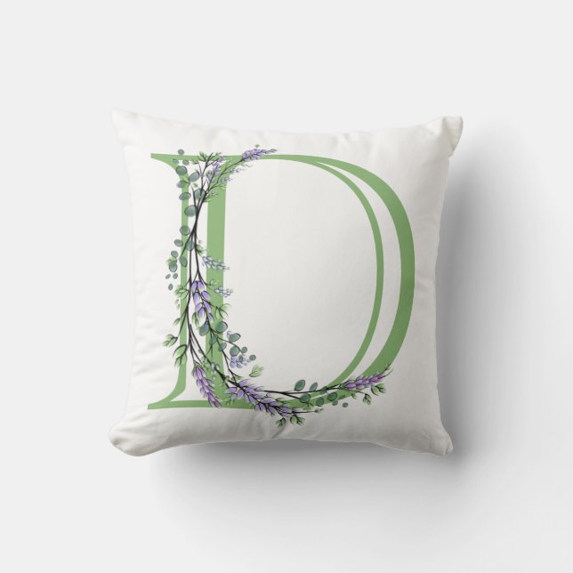 Monogram D Lavender Eucalyptus Cushion (Front)