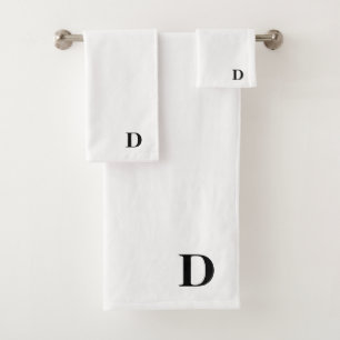 Monogram D On White  Bath Towel Set