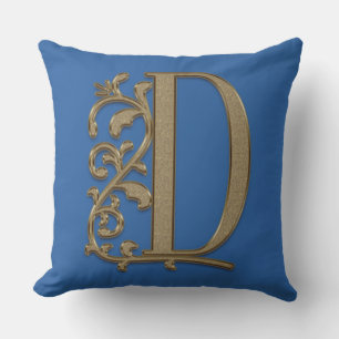 Monogram D Pretty Blue Family, Wedding, Birthday Cushion