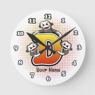 Monogram D Sock Monkey clock