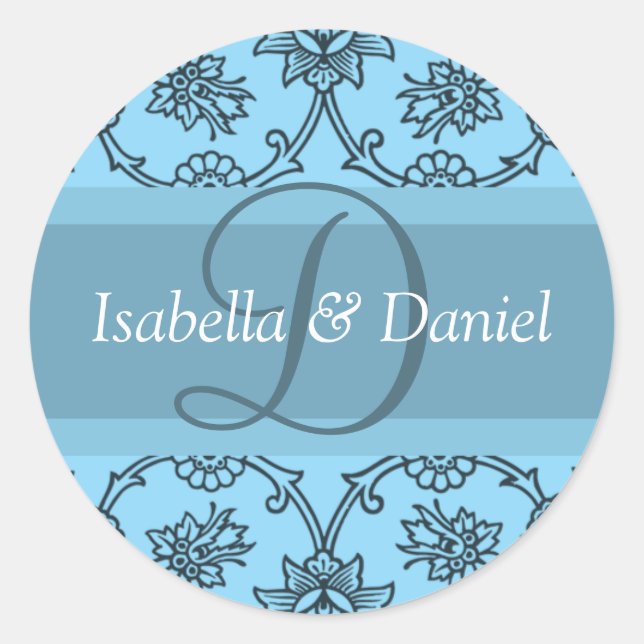 Monogram D Wedding Envelope Seal Stickers (Front)