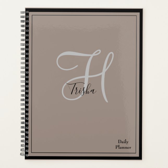 Monogram Daily Planner with ANY colour Cover HAMbW (Front)