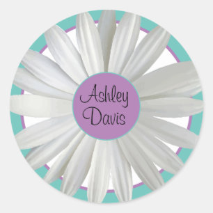 Monogram Daisy Classic Round Sticker