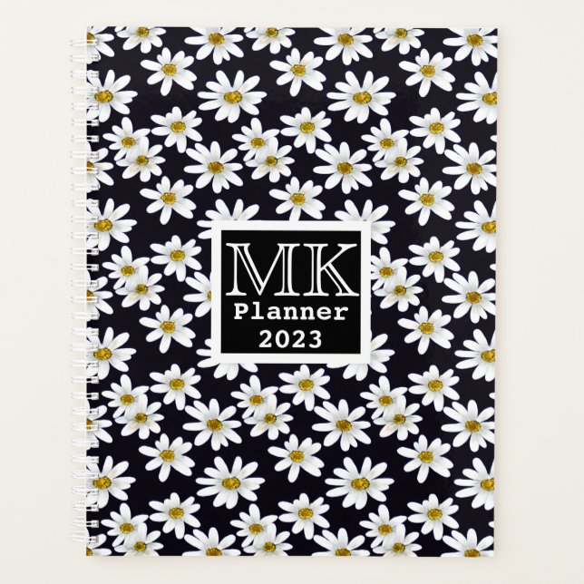 Monogram Daisy Floral Pattern  Planner (Front)