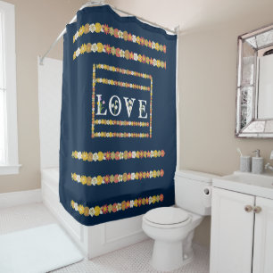 Monogram Daisy Flower Love Shower Curtain