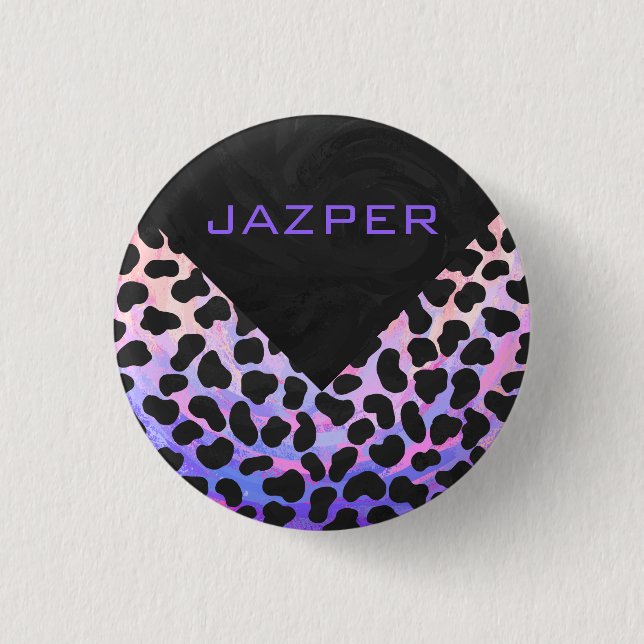 Monogram Dalmatian Black and Pink 3 Cm Round Badge (Front)