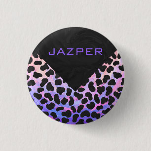 Monogram Dalmatian Black and Pink 3 Cm Round Badge