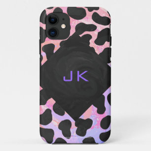 Monogram Dalmatian Black and Pink iPhone 11 Case