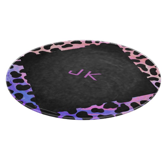 Monogram Dalmatian Black and Pink Cutting Board (Corner)