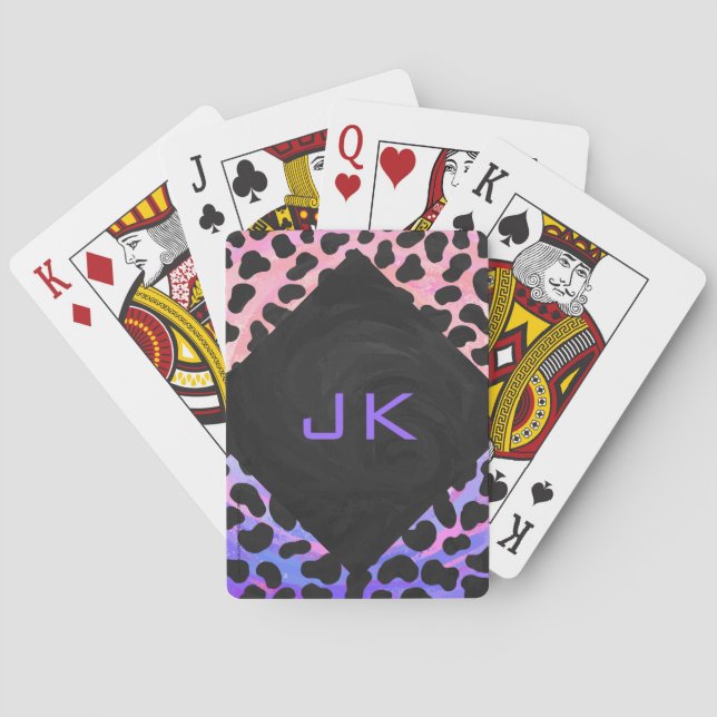 Monogram Dalmatian Black and Pink Playing Cards (Back)