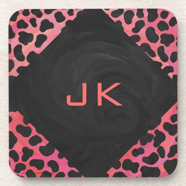 Monogram Dalmatian Black and Red Coaster (Front)