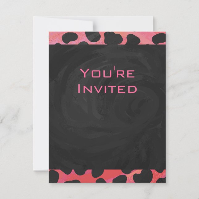 Monogram Dalmatian Black and Red Invitation (Front)