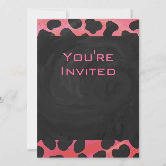 Monogram Dalmatian Black and Red Invitation (Front)