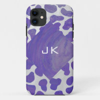 Monogram Dalmatian Purple and White Print