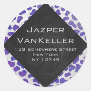 Monogram Dalmatian Purple and White Print Classic Round Sticker