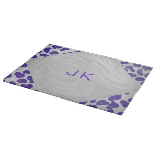 Monogram Dalmatian Purple and White Print Cutting Board