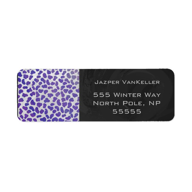 Monogram Dalmatian Purple and White Print Return Address Label (Front)