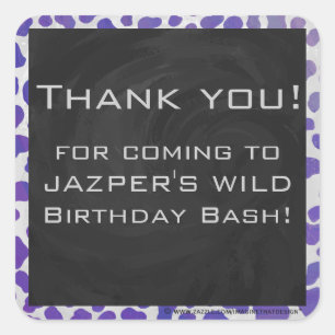 Monogram Dalmatian Purple and White Print Square Sticker