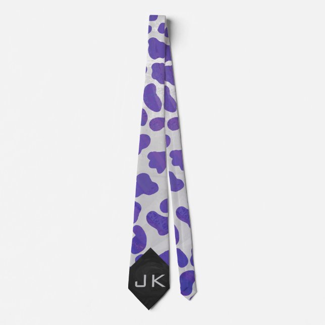 Monogram Dalmatian Purple and White Print Tie (Front)