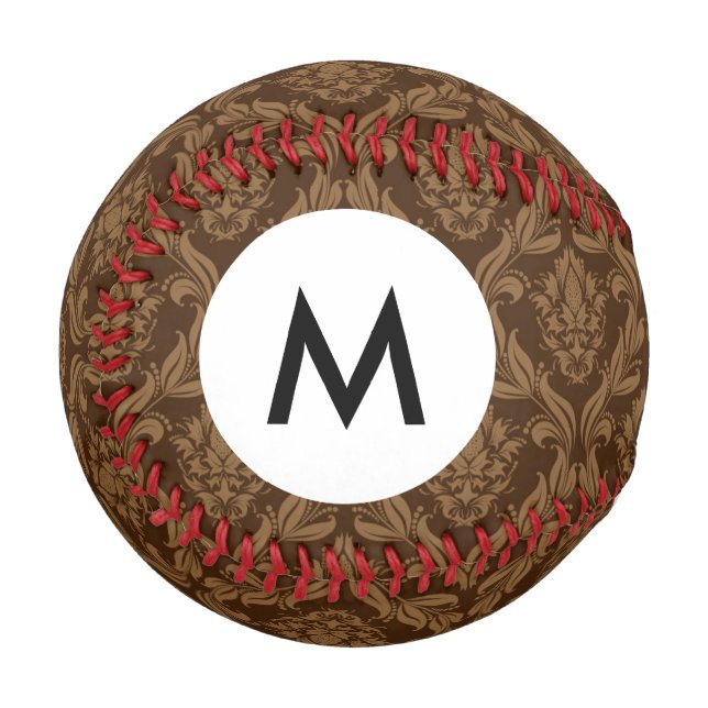 Monogram Damask background 2 Baseball (Front Left)