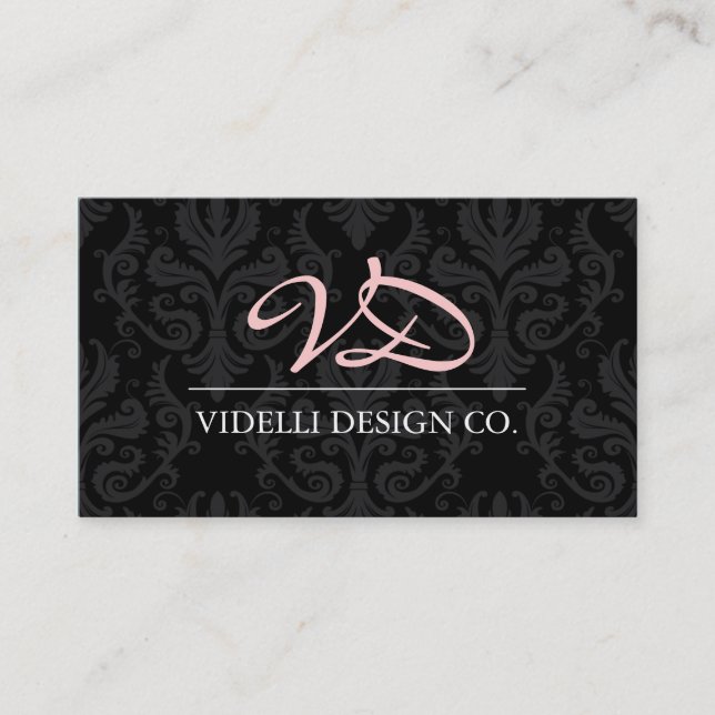 Monogram Damask Business Card (Front)