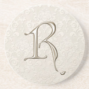 Monogram Damask coasters - letter R