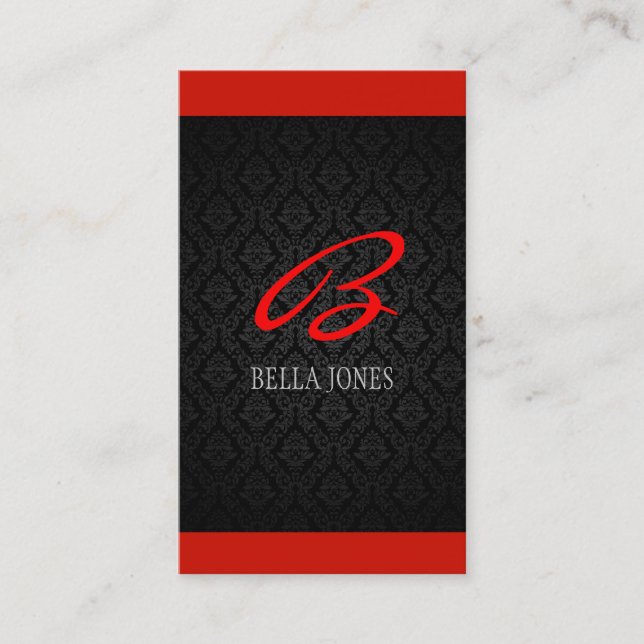Monogram Damask Design Business Card (Front)