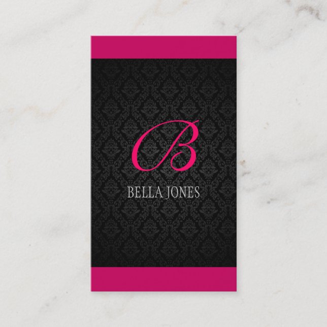 Monogram Damask Design Business Card (Front)